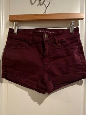 American Eagle Super Stretch Midi Shorts Burgundy - Size 0